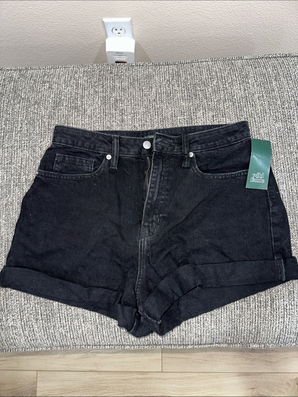 Wild fable Black High-Rise Rolled Hem Denim Shorts